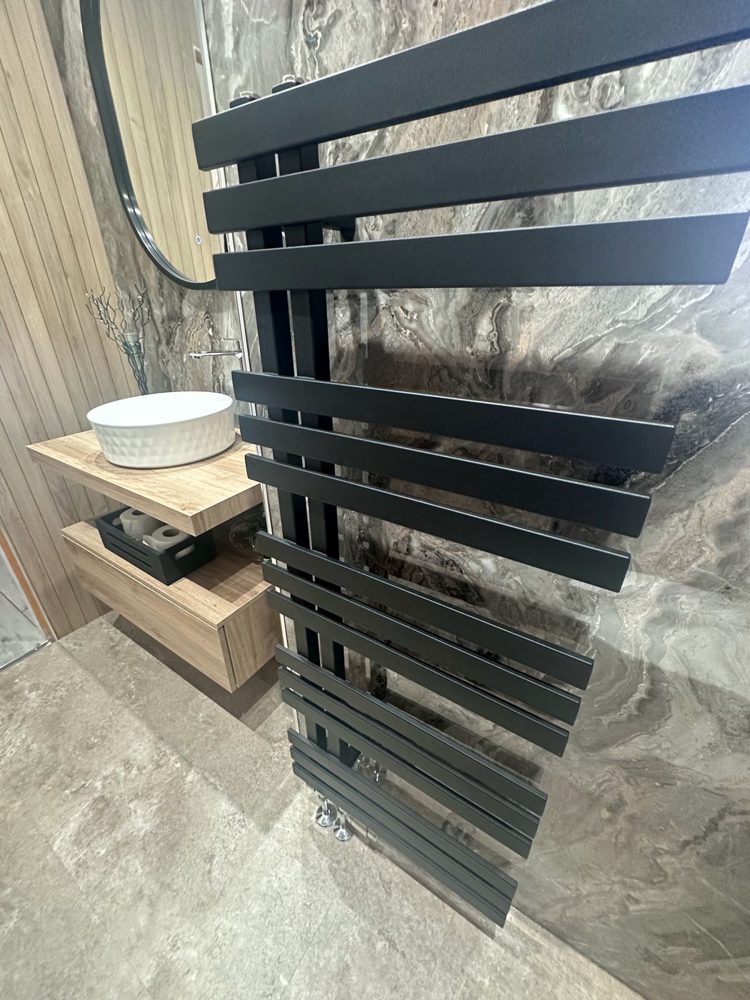 Oak bathroom vanity unit detail